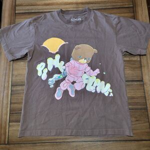 Pink Sweats SS Brown Unisex Tee Heavy Cotton "Pink Planet" - Size Medium